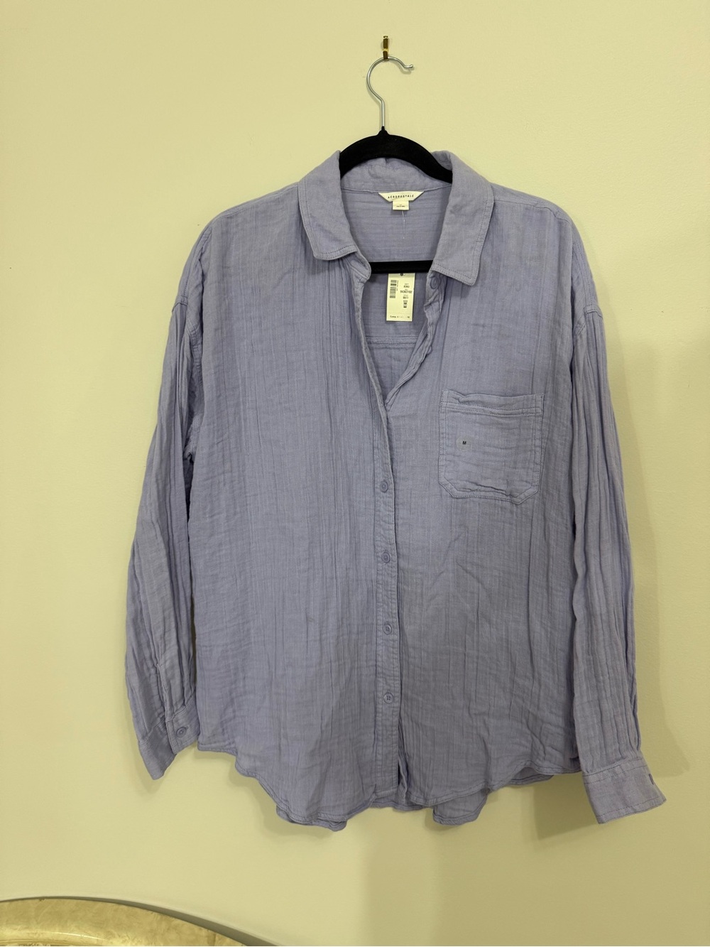 Aeropostale Women’s Size Medium 100% Cotton Gauze Button Up Shirt Relaxed NWT